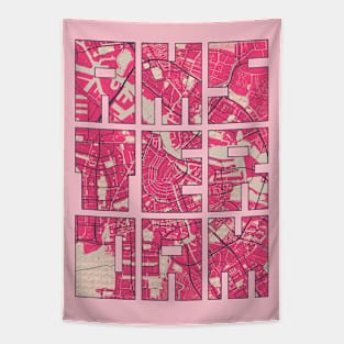 Amsterdam, Netherlands - Blossom City Map Typography - Blossom Tapestry