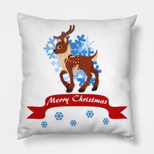 Merry Christmas Reindeer Pillow