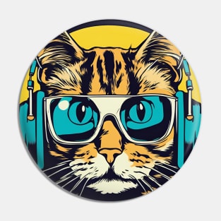 Cat With Glasses.Cat With Headphone Pin