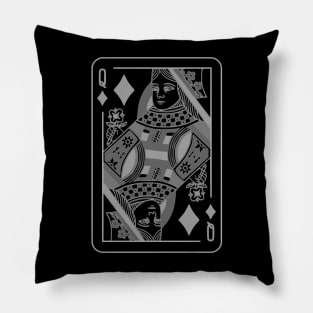 Queen of Diamonds Grayscale Pillow