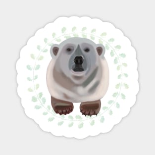 Polar Bear on Aquilegia pattern Magnet