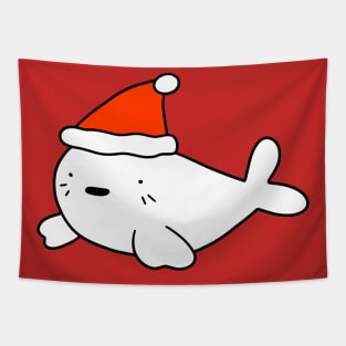 Santa Hat Harp Seal Tapestry