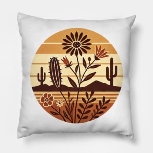 Boho Desert Bloom – A Stunning Earth-Tone Illustration for Nature & Art Lovers” Pillow