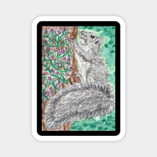 Cute  squirrel watercolor painting Magnet