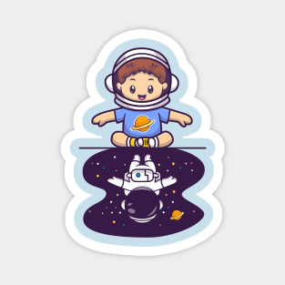 Cute Boy And Astronaut Cartoon Magnet