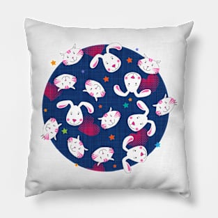 Cats ♥ Dogs - blue-pink Pillow