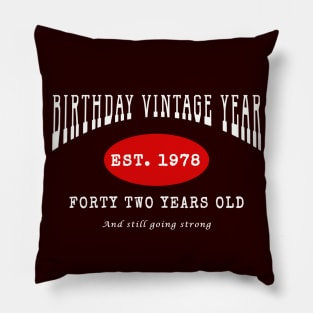 Birthday Vintage Year - Forty Two Years Old Pillow