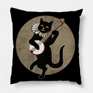 Vintage Cat Playing Banjo Pillow