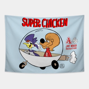 SUPER CHICKEN AND FRED IN FLYING CAR Tapestry