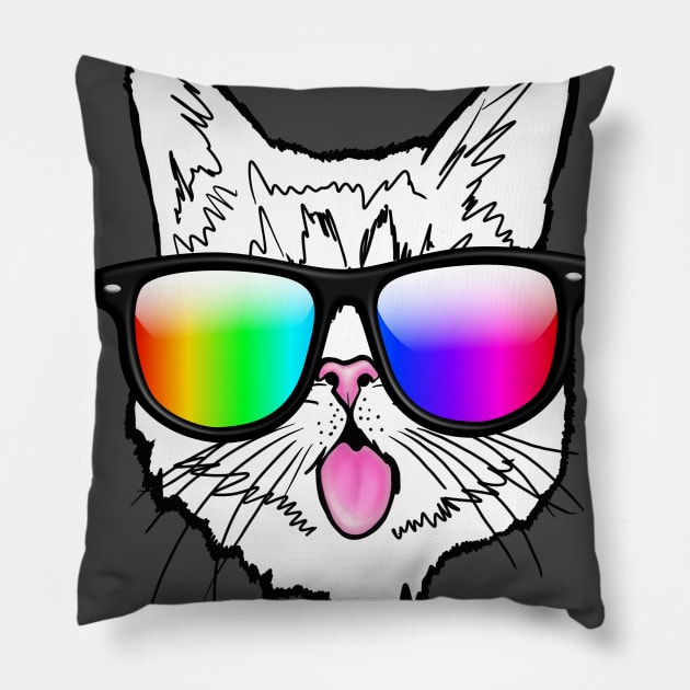 cat rainbow pride Pillow by PnJ