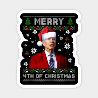 Merry 4th Of Christmas Funny Joe Biden Christmas Ugly Sweater Magnet