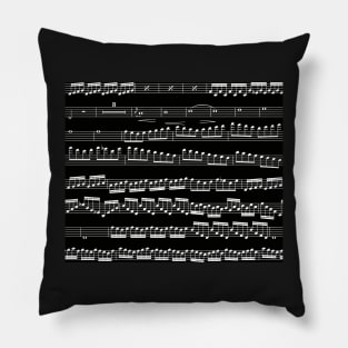 music notes - sheet music white on black Pillow