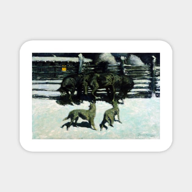 Frederic Remington The Call for Help Magnet by pdpress