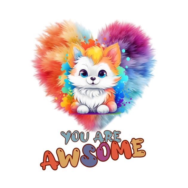 Fluffy: "You are awsome" collorful, cute, furry animals by HSH-Designing