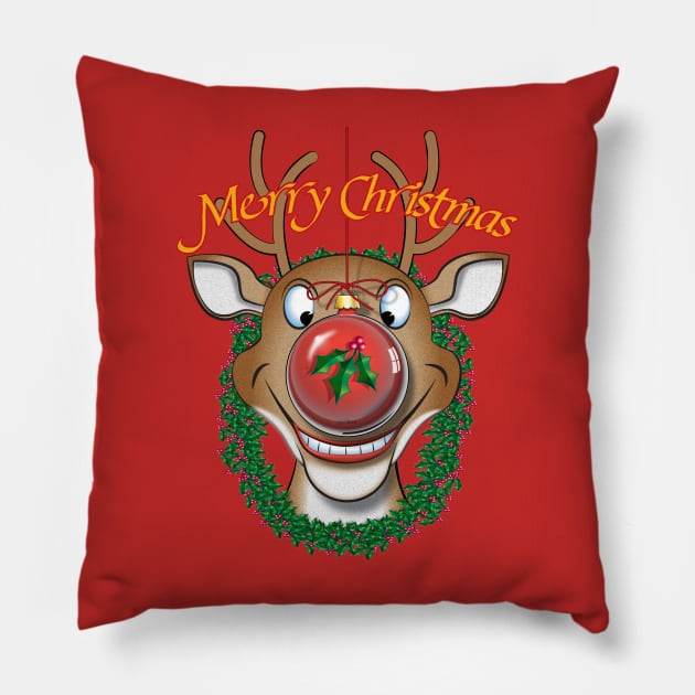 Merry Red Nose Bulb Pillow by NN Tease