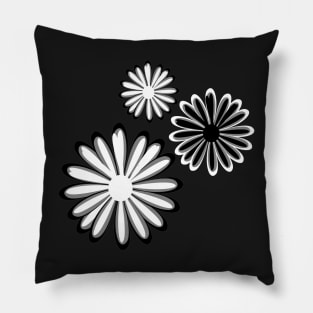 Black n White Daisy Pattern Pillow