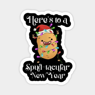 Xmas Vegetable Heres to a Spud Tacular New Year Santa Potato Christmas Magnet