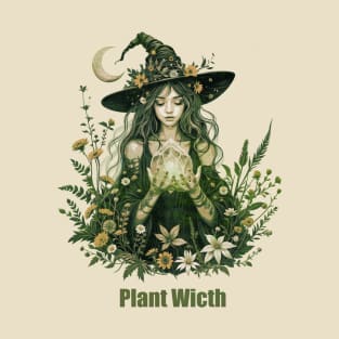 Plant Witch Aesthetic, Botanical Magic & Wiccan Soul nature witch, herbalism, wicca, pagan, crystals, moon phases, earth magic T-Shirt