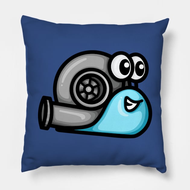 Turbo Snail Version 1 - Light Blue Pillow by hoddynoddy