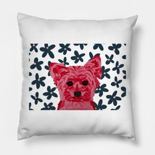 Kate Yorkie by Flower Wallpaper Pillow