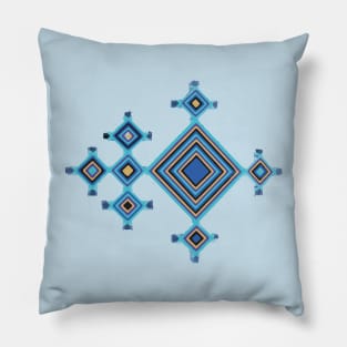 Blue god's eye mexican huichol wixarika woven string art boho chic decoration Pillow