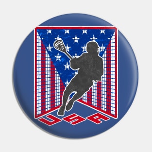 Lacrosse USA American Flag Lacrosse T-shirt Pin