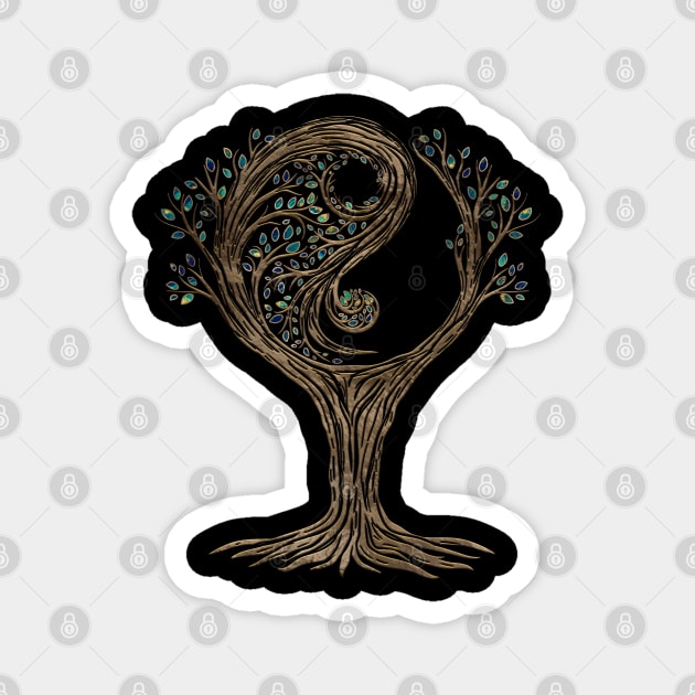 Golden Yin Yang Tree Magnet by Nartissima