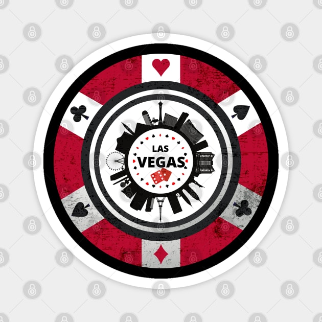 Las Vegas Poker Chip Magnet by Delta V Art