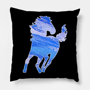 Horse Blue Canvas Watercolor Pillow