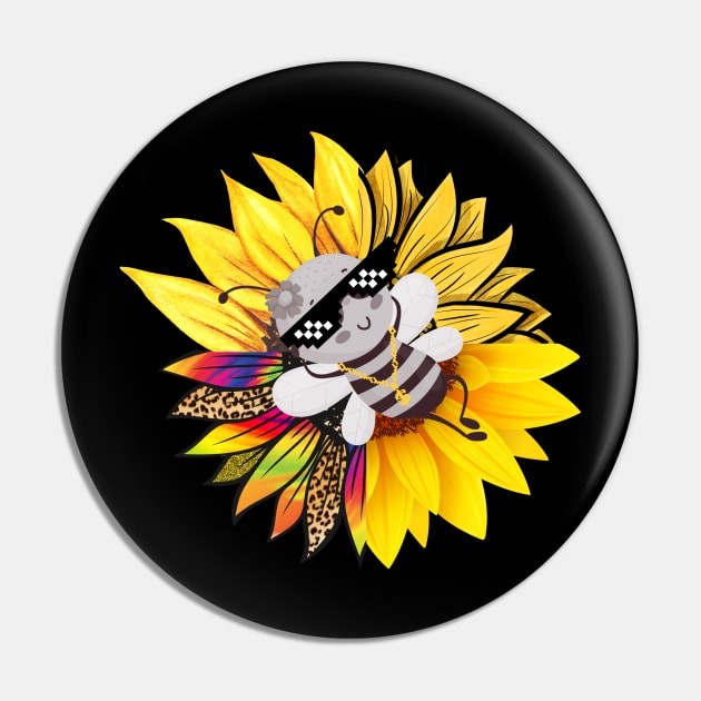 Bee on a Sunflower - Beeee Relaxed Pin by Smiling-Faces