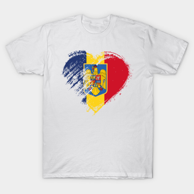 Grungy I Love Romania Heart Flag Romania T Shirt Teepublic