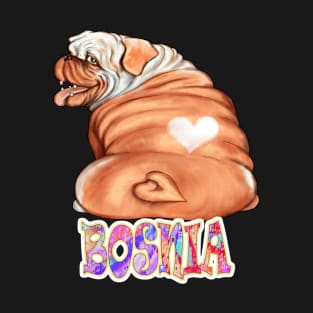 Bosnia Gift, Comfy Gift for Dog Lovers, Perfect Bulldog Owners gifts, heart shaped patched of fur, for men, women, children, T-Shirt