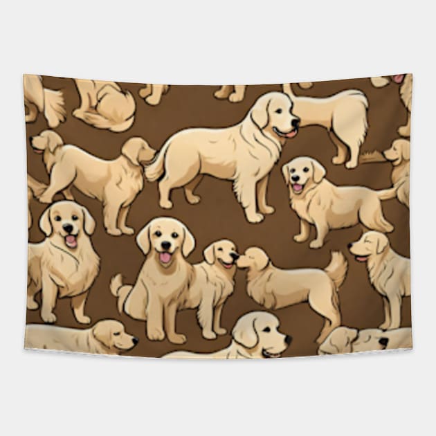 golden retriever pattern Tapestry by badrhijri