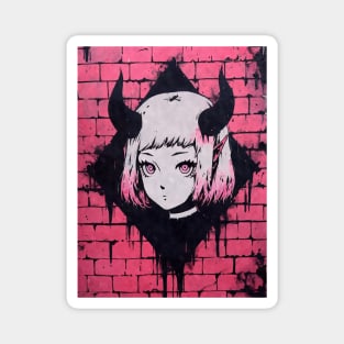 Kawaii Aesthetic Pink Satanic Anime Goth Girl Graffiti Art Style Magnet