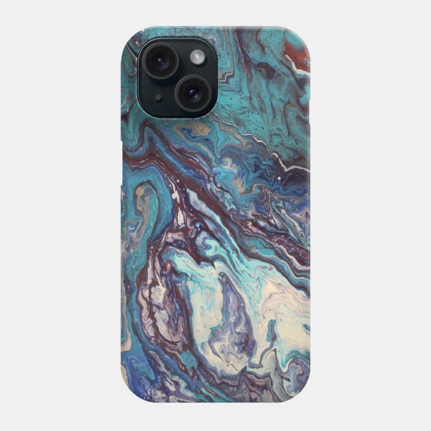 Teal and Red Marble Phone Case by Abigail Mister