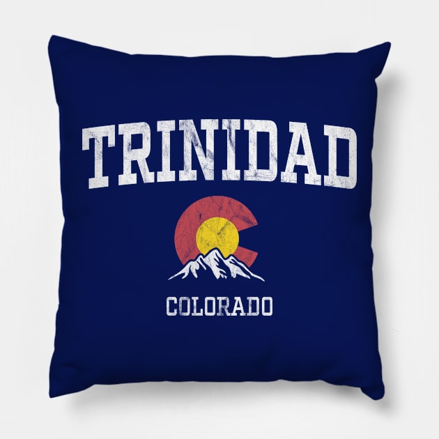 Trinidad Colorado CO Vintage Athletic Mountains Pillow by TGKelly