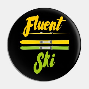 Fluent Ski, Mountain Hoodie, Slalom skiing, skiing sticker Pin