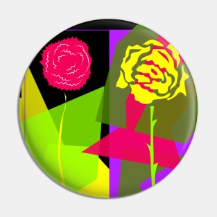 Neon flower power pair (black) Pin