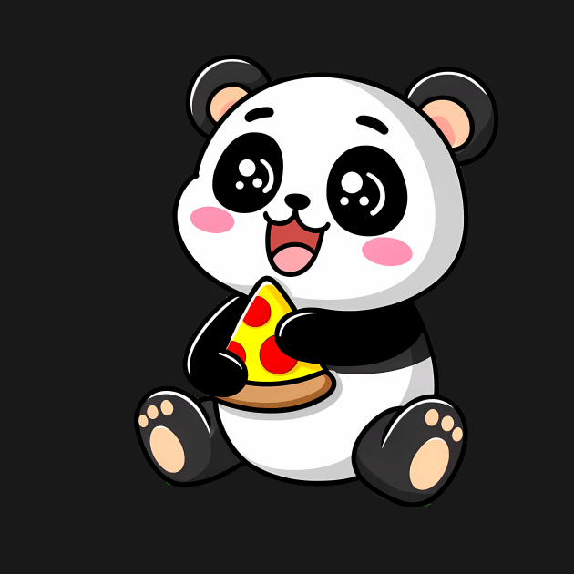 Cute Panda Bear Eating Pizza by dukito