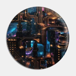 Cyber Circuit Cityscape Pin