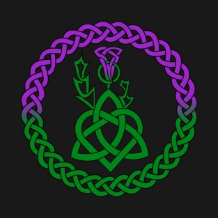 Celtic knotwork with heart and thistle coloured T-Shirt