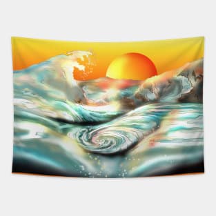 Sunset at Awa Prefecture whirlpool rapids in Japan Tapestry