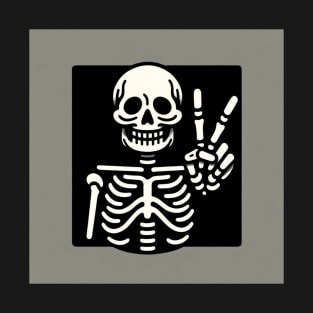 Skeleton Making Peace Sign - Cool and Unique Image Design for Products T-Shirt