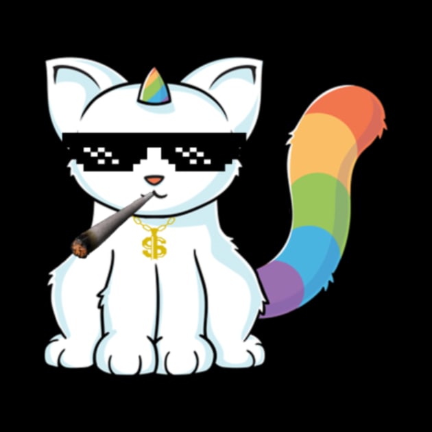 weed smoking unicorn cat by Nulian Sanchez