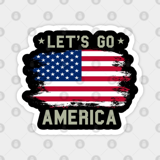 Let's Go America, Patriot US American Flag Magnet by Silly Me Studio