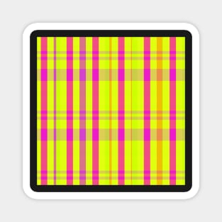 Neon Aesthetic Catriona 1 Hand Drawn Textured Plaid Pattern Magnet