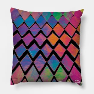 Colorful Metallic Diamond Wave - Pink-ish Pillow