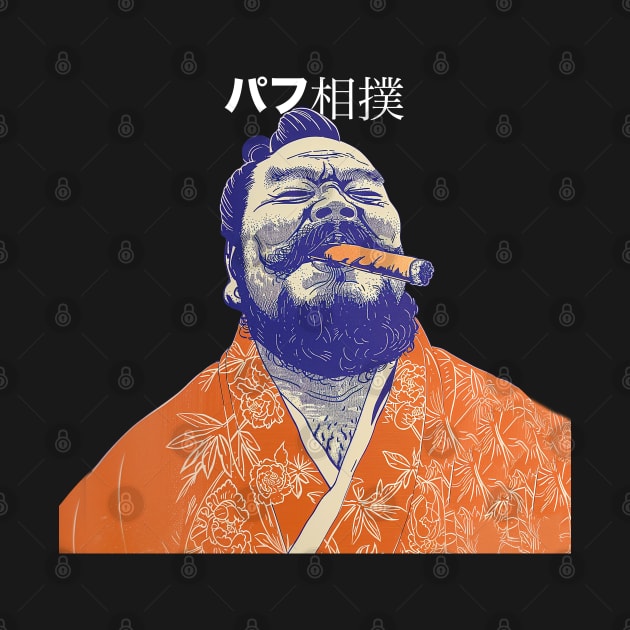 Puff Sumo in Japanese: Smoking a Fat Robusto Cigar on a dark (Knocked Out) background by Puff Sumo