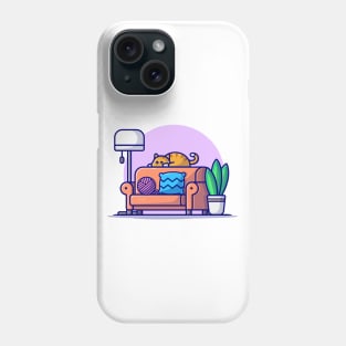 Cute Cat Sleeping On Sofa Cartoon Vector Icon Illustration Phone Case