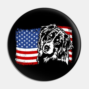 Proud Australian Shepherd American Flag patriotic dog Pin